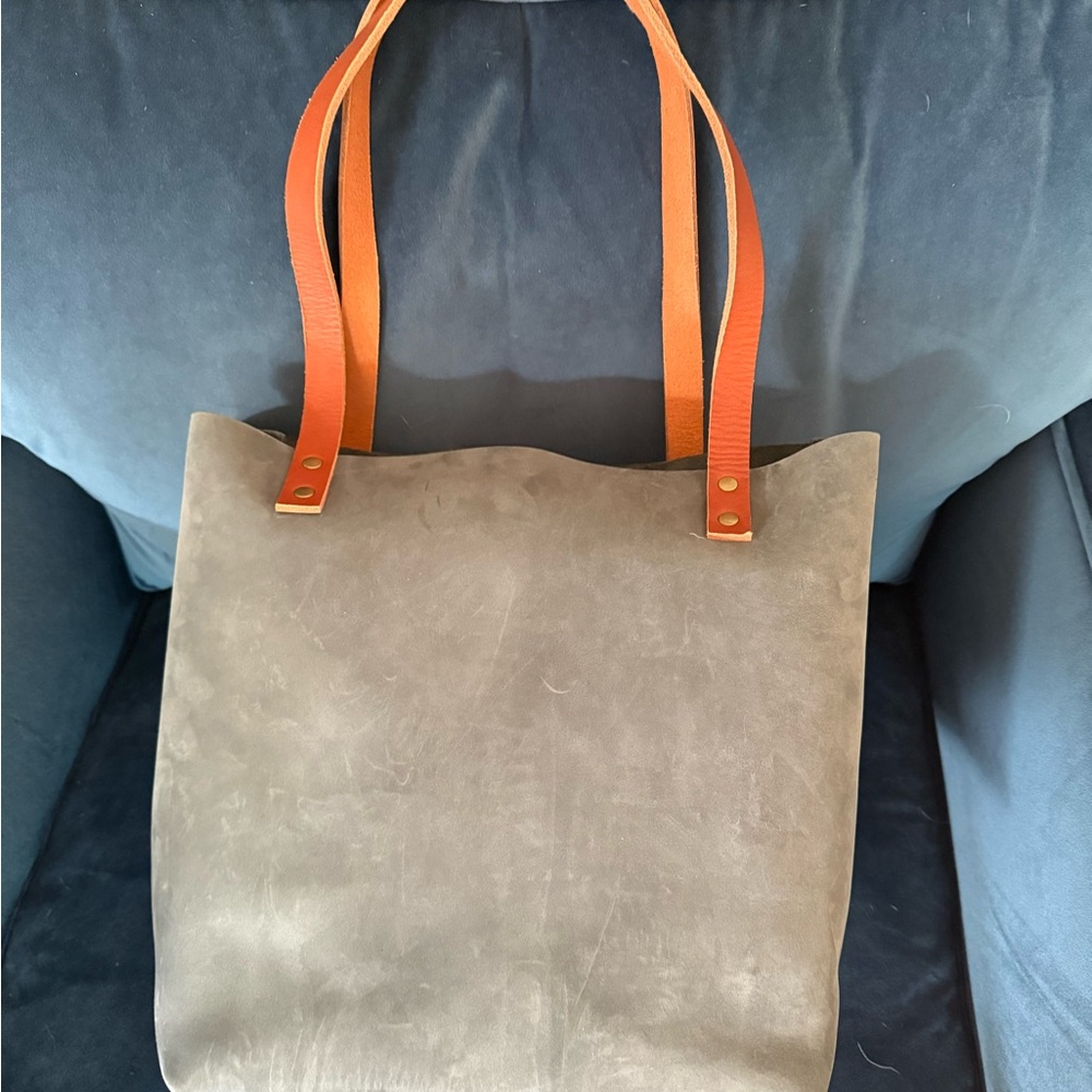 Portland Leather Goods Medium Classic Tote in Storm with Tandles - Picture 2 of 4